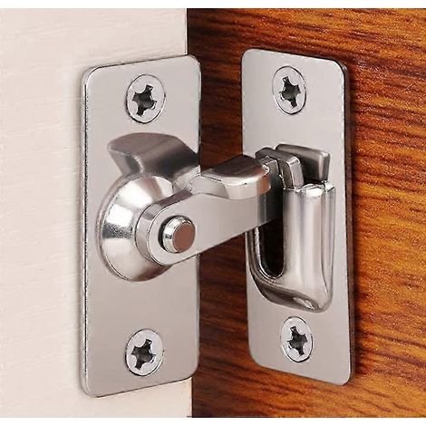 Serrure de porte à angle droit 90 degrés en acier inoxydable, utilisée pour les clôtures en bois, les portes et fenêtres, les portes coulissantes (argent) (1/5)