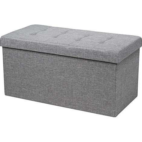 Puf de almacenaje plegable 80 x 40,5 x 40,5 cm espacio de almacenamiento oculto comodidad óptima estilo elegante en tela gris claro 200013246
