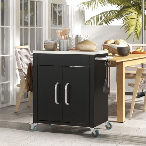 Chariot de cuisine 86x50x86,5 cm en acier noir, avec rangement gain de place pour cuisine FloraGrace (1/5)