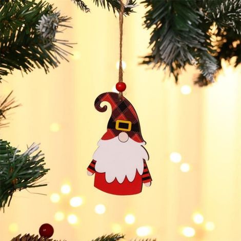 Pendentif Arbre De Noël - Bois Naturel - 10 cm x 5 cm - Pour Décoration De Sapin Festive - Lot De 4 (1/3)