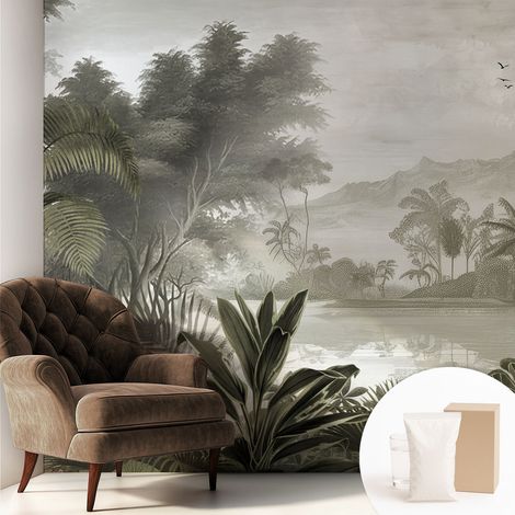 Carta Da Parati Non Tessuto - Di Alta Qualità Per Il Soggiorno La Cucina - Tendenze Moderne - Vlies Ecologico oasi tropicale 250x250 cm (1/5)