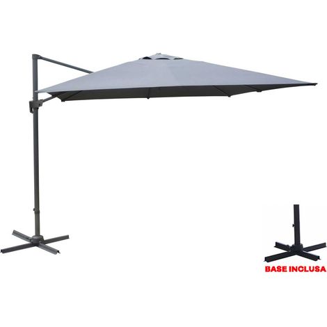 OMBRELLONE INCLINABILE/ORIENTABILE DEPORTE 3X4 GRIGIO BASE A CROCE SENZA PIASTRELLE ARREDO GIARDINO ESTERNO (1/5)
