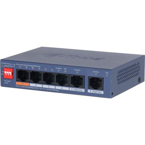 Conmutador gestionado Dahua CS4006-4GT-60-V2 6 puertos Gigabit 4 PoE L2 montaje pared