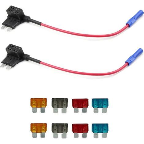 2-Piece Standard TAP Fuse Adapter for Car, Truck, and Truck + 8 Pieces (5Apm, 7.5Apm, 10Apm, 15Apm) (1/5)