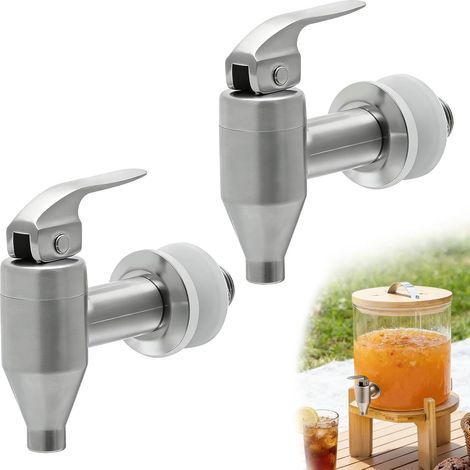 Set aus 2 Getränkespendern aus Edelstahl 304, mit Zapfhahn, Ersatzzapfhahn für Partys und Getränkeflaschen, 16-mm-Gewinde (1/5)