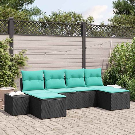 Teenpull – Gartensofa-set 6 Stk. Schwarz Poly-Rattan (1/5)