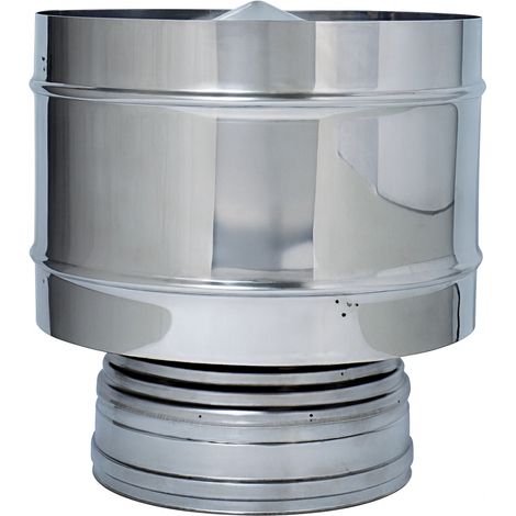 Fumaiolo a Botte Inox Doppia Parete Ø 13/18 cm con Disco Antipioggia