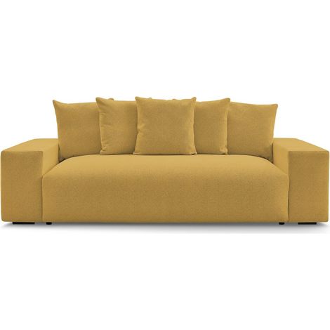 BOBOCHIC - Canapé droit convertible coffre VOLTAIRE tissu chiné Jaune (1/5)