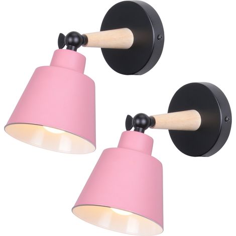 Lampada da Parete Moderna E27 Industriale Metallo Ferro Applique da Parete per Camera da Letto Cucina Soggiorno Corridoio (2X Rosa Scuro) (1/5)