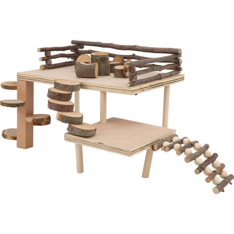 Ensemble de jeu en bois naturel pour hamsters, système d'escalade pour petits animaux de compagnie (1/5)