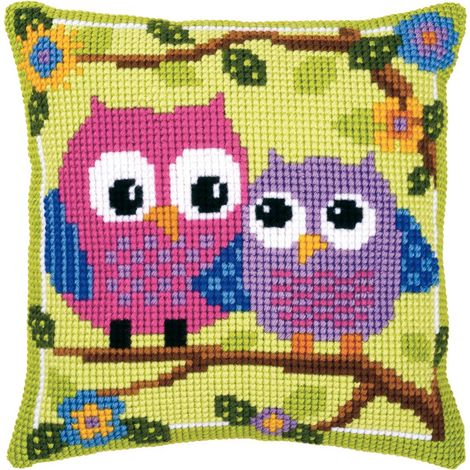 Vervaco - Cuscino a punto croce con gufi, colore: Multicolore