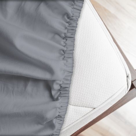 Lenzuolo letto sotto con angoli 100% puro cotone Made in Italy tinta unita Grigio - 1 Piazza (1/5)