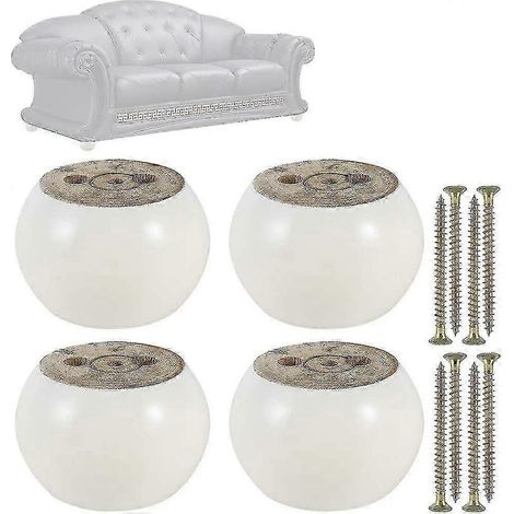 Quatre pieds de meuble en bois, de 50 mm de hauteur, pour canapé, canapé, lits, fauteuils et armoires. Pieds ronds en bois d'eucalyptus, disponibles en noir et blanc. (1/5)