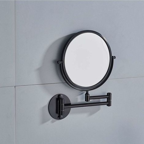 Miroir grossissant mural double face 20 cm Pivotant à 360° Bras extensible Finition mate résistante à la rouille (1/3)