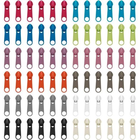 72-Piece Zipper Repair Kit, 12 Colors, Replacement Sliders Ideal for Clothes, Jackets, Handbags, Luggage and Backpacks - Durable and Easy to Use (1/5)