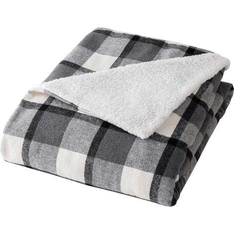 Plaid tartan sherpa chaud anthracite 125x150 Écossais (1/5)