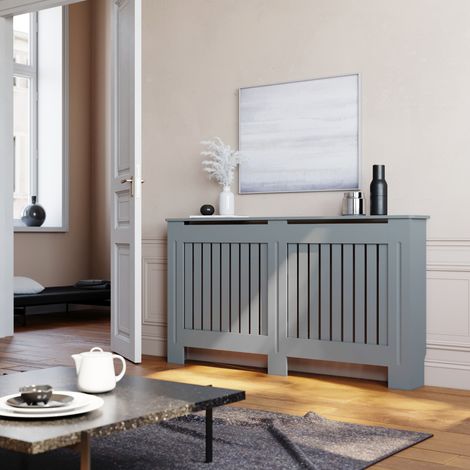 ELEGANT Grey Radiator Covers Vertical Slat Paint Cabinet LARGE for Office Hallway Living Room Bedroom
