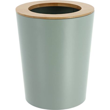 Bidone in metallo svasato con coperchio in bambù 5l - verde eucalipto - Tendance