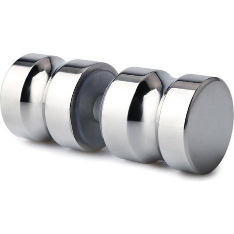 Poignées de Porte Multilatéral de Douche Rondes en Verre, en Acier Inoxydable, Poignées Rechange pour Cabine de Douche, Écran de Douche, Chrome (1/5)
