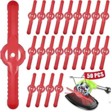 50 lames de coupe-herbe en plastique, 135 mm lames de rechange pour tondeuse à gazon sans fil, lames de coupe pour tondeuse à gazon, outil pour pelouse, jardin, verger, bois ou pastorale (1/4)