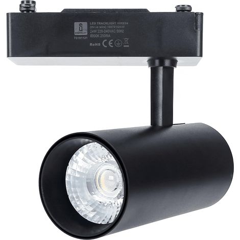 Spot de Rail LED à Trois Fils, Couleur Noire, Puissance de 24 W, Un éclairage Efficace, idéal pour Une Utilisation en intérieur, Aussi Bien dans Les Maisons Que dans Les locaux commerciaux. (1/2)