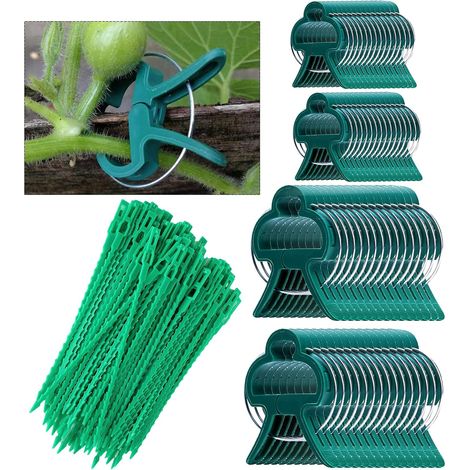Lot de 10 clips de fixation pour plantes de jardin et 50 attaches torsadées réutilisables pour plantes et légumes (1/5)