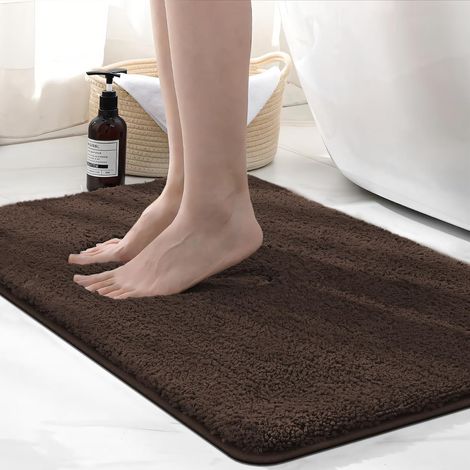 Tapis de bain extra-épais, antidérapant et super absorbant – Tapis de salle de bain antidérapant – 50 x 80 cm, marron (1/5)
