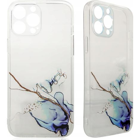 Custodia effetto marmo per iPhone 12 Pro, cover in gel effetto marmo blu (1/5)
