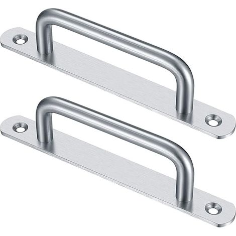 2 Pièces Poignée de Porte de Grange Coulissante, Traction de Poignée de Porte Coulissante avec Plaque Acier Inox pour Portes de Grange Armoire Placard - 160MM
