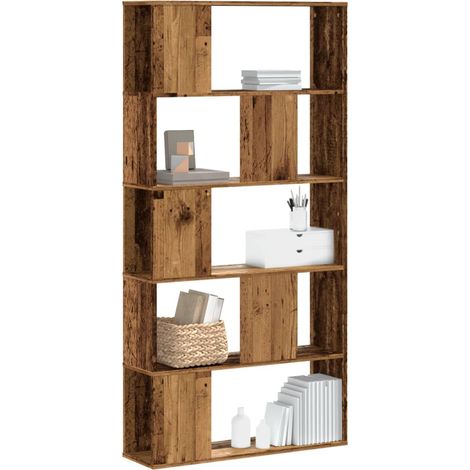 Librería 5 niveles madera color envejecido 80,5x23,5x162,5 cm