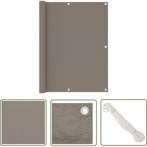 The Living Store Écran de balcon Taupe 120x400 cm Tissu Oxford - Écran De Balcon - Paravent De Balcon - Intimité Balcon - Protection Solaire Balcon - Voile D'ombrage (1/5)