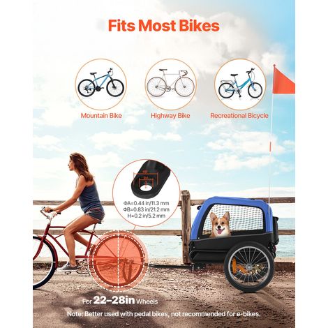 Remorque vélo pour chien, charge 30 kg, porte animaux de compagnie de vélos, cadre pliable facile avec roue à dégagement rapide, co… (1/5)