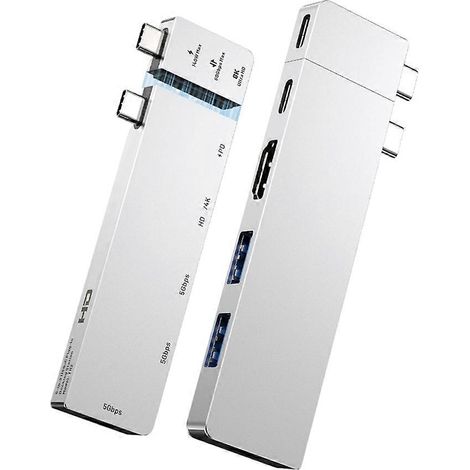 Hub USB-C 6 en 2 Thunderbolt 4 80 Gbit/s, station d'accueil 8K pour MacBook Pro et Air, compatible USB 3.0 et HDMI, 4K 60 Hz (1/5)