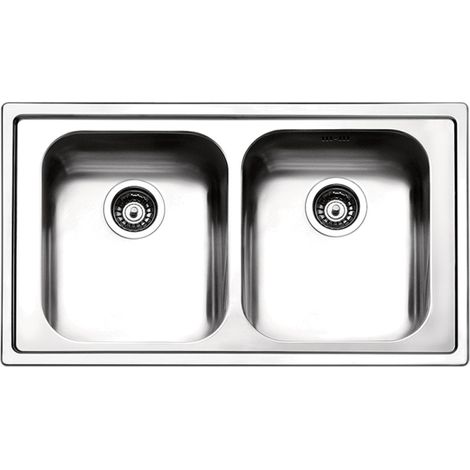 APELL LN862IBC Linear Lavello da Incasso 2 Vasche in Acciaio Inox Spazzolato (86x50 cm) colore Acciaio