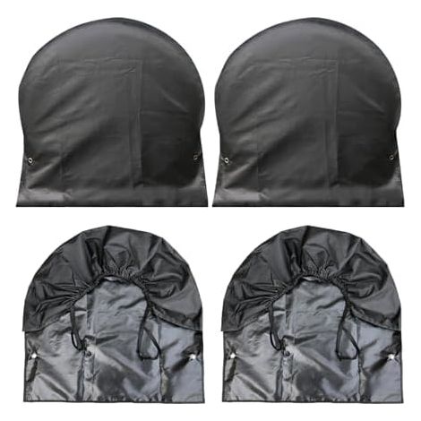 Tire Covers, 4 Pack, Black, Waterproof, UV Protection, Snow, Sun, Rain, Tire Protectors for Camper, Caravan, Truck, Trailer, Camping(Fits 27-29 Inch Tyres (1/5)