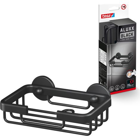 Tesa Seifenschale ALUXX mattschwarz zum Kleben (1/5)