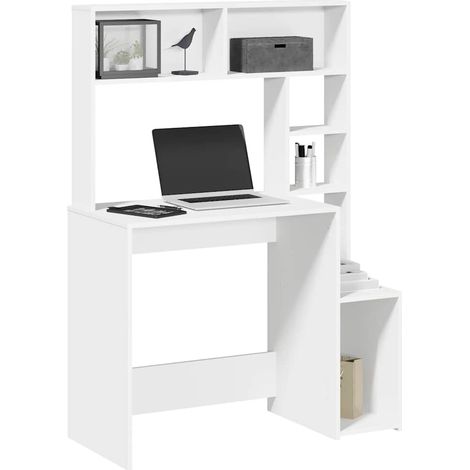 Schreibtisch mit Regal Weiß 100x45x140 cm Holzwerkstoff