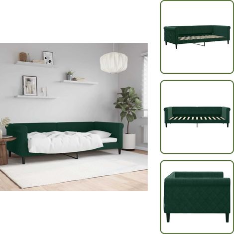 vidaXL Lit de repos sans matelas vert foncé 90x200 cm velours (1/5)