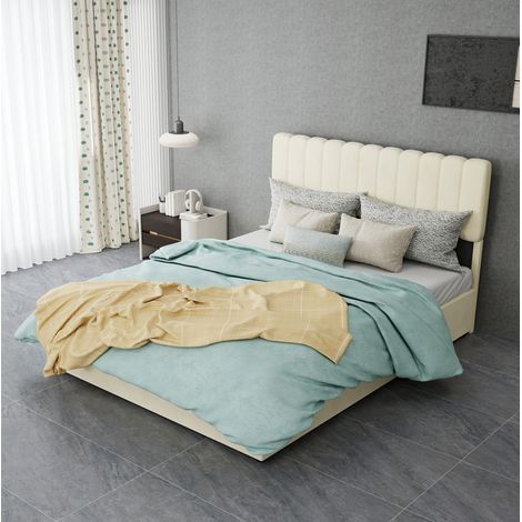 letto matrimoniale 140x200 imbottito velluto beige OKMYHOME (1/5)