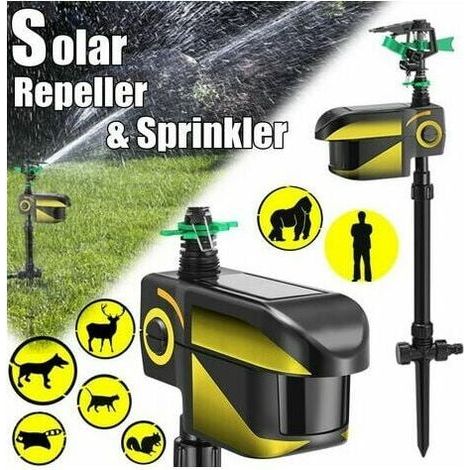 Repelente infrarrojo automático recargable con energía solar, riego activado por inducción, sensor de movimiento, para exteriores, ideal para perros, gatos, pájaros y control de plagas. (1/5)