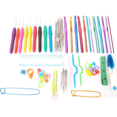 Ensemble d'outils pour tricot, crochet, marqueurs, épingles, ciseaux, ruban adhésif, outils de couture et de loisirs créatifs (1/3)
