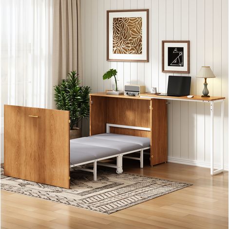 lit adulte rangement 90x200 bois naturel HAVRYA (1/5)