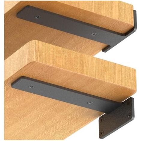 Lot de 2 supports d'étagère flottants, support industriel robuste de 15 cm, supports en L en métal noir pour étagères (épaisseur de 0,6 cm) (1/4)