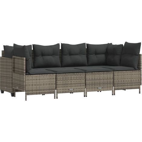Maison Exclusive - 5-tlg. Garten-Sofagarnitur mit Kissen Grau Pol