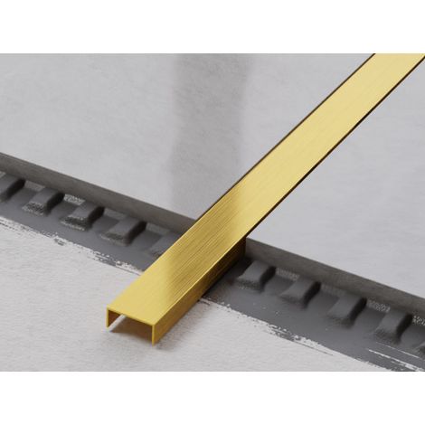 Profilo U di raccordo rettificato in acciaio inossidabile 2cm x 270cm - Oro satinato (1/3)
