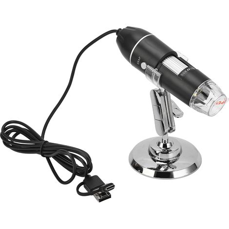 Microscope numérique HD 3-en-1 avec support, compatible smartphones et PC, résolution 1600X pour observation détaillée. (1/5)