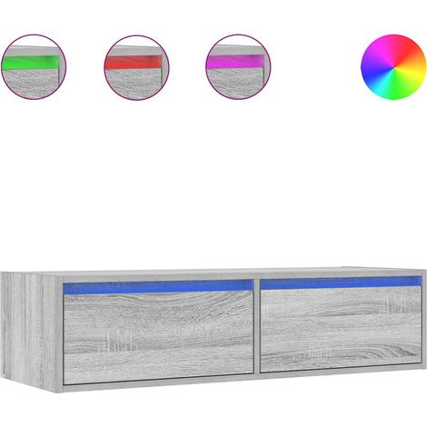 Mobile TV Armadietto TV Mobile Porta TV con Luci LED Grigio Sonoma 100X35,5x25 cm (1/5)