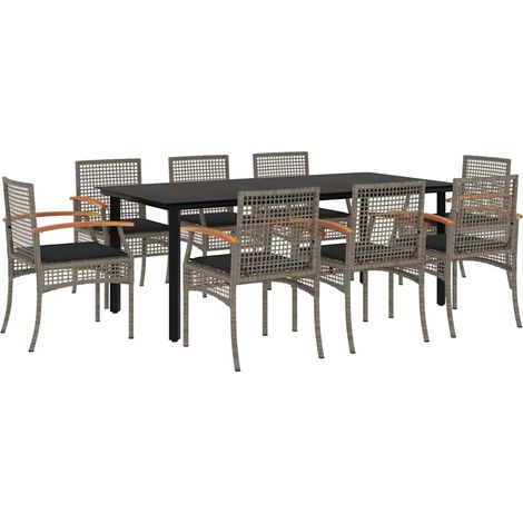 Maison Exclusive - Set comedor jardín 9 pzas y cojines ratán sint (1/5)