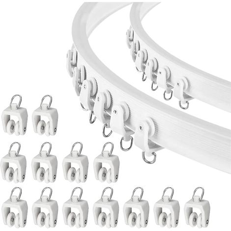 Ruote per binari per tende, in plastica resistente, scorrimento fluido, colore bianco, 50 pezzi (1/2)