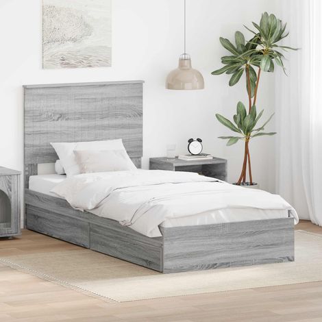 vidaXL Aufbewahrungsbett Graues Sonoma 90 x 200 cm Holzwerkstoff (1/5)